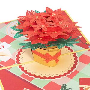 Paper Love Poinsettia Christmas Flower Pop Up Card, Handmade 3D Popup Greeting Cards for Christmas, Holiday, Xmas Gift | 5" x 7"