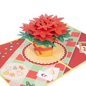 Paper Love Poinsettia Christmas Flower Pop Up Card, Handmade 3D Popup Greeting Cards for Christmas, Holiday, Xmas Gift | 5" x 7"