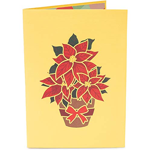 Paper Love Poinsettia Christmas Flower Pop Up Card, Handmade 3D Popup Greeting Cards for Christmas, Holiday, Xmas Gift | 5" x 7"