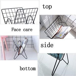 Magazine & Newspaper Baskets Magazine Rack Small Desktop Shelf Rack Simple Dormitory Table Rack Desk Mini Bookshelf Creative Floor Wrought Iron Storage Rack (Color : Black, Size : 273737cm)