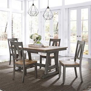 Lindsey Farm Light Gray 5 Piece Trestle Table Set