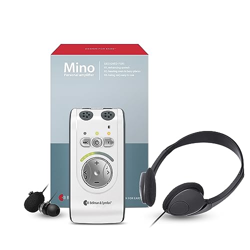 Bellman & Symfon Mino Digital Hearing Amplifier with Headphones and Microset – Reduce Background Noise and Easily Listen to Conversations with Slim, Lightweight, & Rechargeable Hearing Amplifier