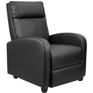 tuoze modern pu leather recliners chair adjustable home theater seating with sofa padded cushion (black), large