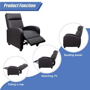 Tuoze Modern PU Leather Recliners Chair Adjustable Home Theater Seating with Sofa Padded Cushion (Black), Large