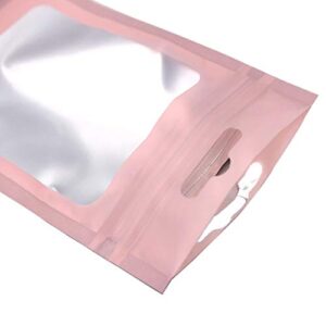 Auhafaly 200 Pieces Mylar Zip Lock Aluminum Foil Bags, Flat Metallic Mylar Foil Flat ZipLock Food Storage Bags Pouch 3 x 4.7 Inch (Pink)