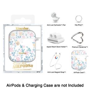 KINGXBAR Queenxbar Airpods Case Cover, Clear Hard PC Airpods Cover Sparkle Crystals with AirPods Strap/Ear Hook/Watch Band Holder/Heart-Shaped Carabiner for Airpods 1 & 2(Front LED Visible)