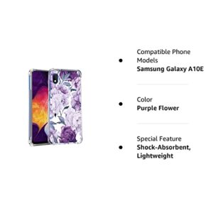 Leychan for Samsung Galaxy A10E case, Slim Flexible TPU for Girls Women Airbag Bumper Shock Absorption Rubber Soft Silicone Case Cover Fit for Samsung Galaxy A10E (Purple Flower)