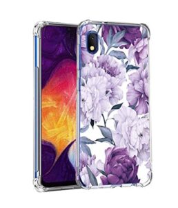 leychan for samsung galaxy a10e case, slim flexible tpu for girls women airbag bumper shock absorption rubber soft silicone case cover fit for samsung galaxy a10e (purple flower)