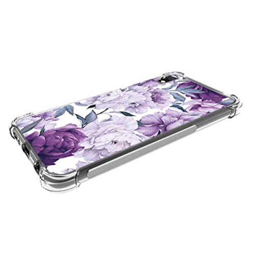 Leychan for Samsung Galaxy A10E case, Slim Flexible TPU for Girls Women Airbag Bumper Shock Absorption Rubber Soft Silicone Case Cover Fit for Samsung Galaxy A10E (Purple Flower)