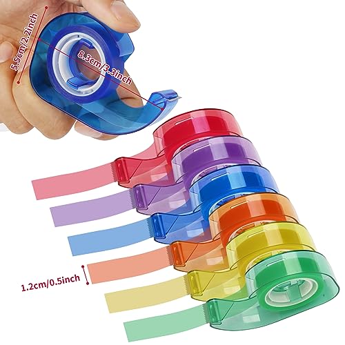 Eagle Rainbow Tape Dispenser, Desktop Office Tape, Colored Adhesive Tapes Included, for Arts, Home, and Office use, Pack of 6 Dispensers