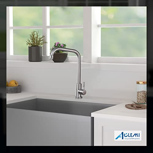 Aolemi Cold Only Water Kitchen Faucet Commercial Bar Tap Single Lever Handle 304 Stainless Steel Brushed Nickel Decked Mounted Single Hole Modern