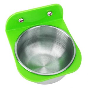 Bird Cage Feeder, Stainless Steel Food Water Bowls with Plastic Holder Parrot Feeding Bowls Cup for Macaw African Greys Budgies Parakeet Cockatiels Conure Lovebird Finch(Green)