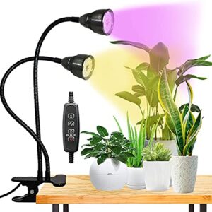 juhefa grow light for indoor plants growing, gooseneck clip-on plant lamp for seedlings succulents seed starting,3 modes & 10-level brightness with timer 3 9 12 hrs