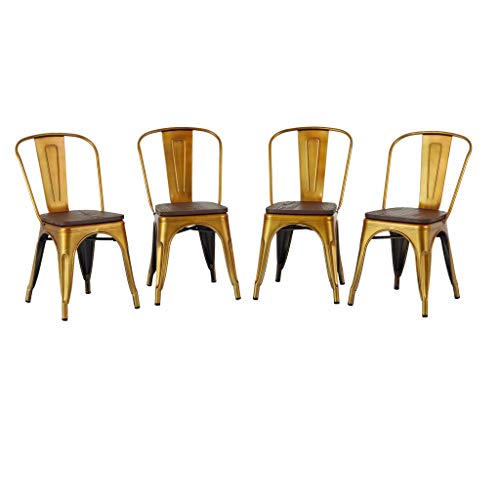 Brage Living Vienna Elmwood Top 18" Metal Chair Set (Set of 4)