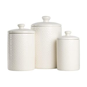 10 strawberry street kitchen canister set, 3 piece, tide white