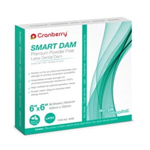 Cranberry USA Cranberry CR8066 Smart Dam Latex Powder-Free, Spearmint Scented, 6x6, Green (Pack of 36)