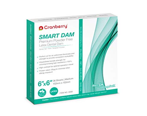 Cranberry USA Cranberry CR8066 Smart Dam Latex Powder-Free, Spearmint Scented, 6x6, Green (Pack of 36)