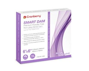 cranberry cr8366 smart dam non-latex powder-free, spearmint scented, medium gauge, 6x6, lavender (pack of 15)