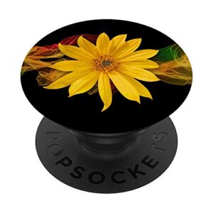 cellphone holder pop out knob floral sunflower design black popsockets popgrip: swappable grip for phones & tablets