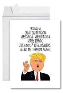 andaz press funny jumbo thank you card with envelope 8.5 x 11 inch, funny greeting card, trump great person, 1-pack, huge large group greeting card, includes envelope