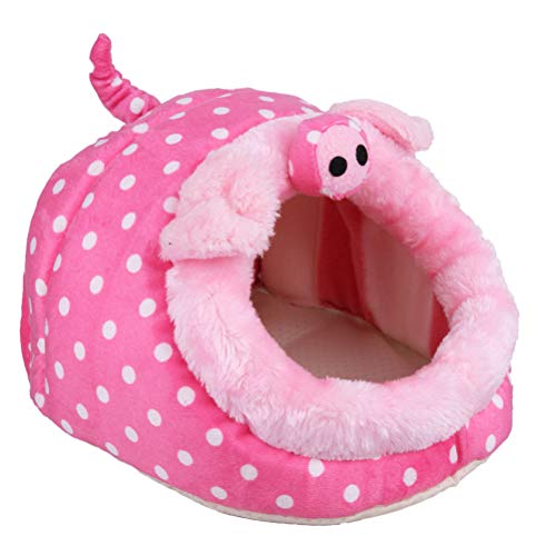 POPETPOP Guinea Pig Bed-Rat Hides,Mini Warm Sleep Pet Cushion Pad Bed Pink Pig Design Cage for Mouse,Hamster,Chinchilla,Sugar Glider,Syrian Hamster,Ferret-Small