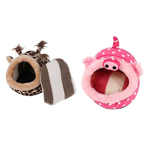 POPETPOP Guinea Pig Bed-Rat Hides,Mini Warm Sleep Pet Cushion Pad Bed Pink Pig Design Cage for Mouse,Hamster,Chinchilla,Sugar Glider,Syrian Hamster,Ferret-Small