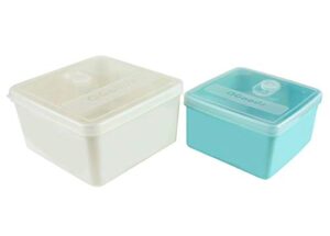 qg 70 & 40oz square plastic food storage containers with lids bpa free - 2 pieces white & light blue