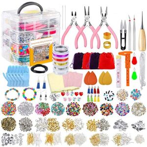 pp opount 2035 pcs jewelry making supplies, jewelry making kit with jewelry beads, charms, findings, jewelry pliers, beading wire for necklace bracelet, earrings making and repairing