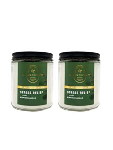bath & body works stress relief aromatherapy scented candles | eucalyptus spearmint scent | | soy based wax | dfrdhp | naturalessential oils | 2 pack | 7 oz each