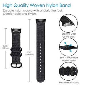 Fintie Band Compatible with Gear S2, Soft Woven Nylon Adjustable Replacement Sport Strap with Adapters Compatible with Samsung Gear S2 SM-R720 SM-R730 Smart Watch (Black)