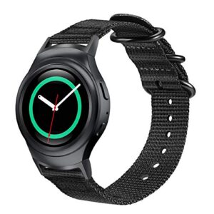 Fintie Band Compatible with Gear S2, Soft Woven Nylon Adjustable Replacement Sport Strap with Adapters Compatible with Samsung Gear S2 SM-R720 SM-R730 Smart Watch (Black)