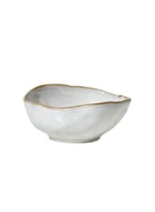 serene spaces living large free-form edge glazed ceramic bowl, centerpiece for vintage weddings, events, measures 6" long, 5.5" wide, 2.75" tall