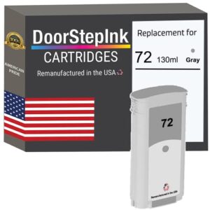 DoorStepInk Remanufactured in The USA Ink Cartridge Replacements for HP 72 130ml Gray C9374A for HP DesignJet T1120 T1200 T1300 T2300 T610 T620 T770 T790 T795