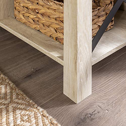 Walker Edison Sedalia Modern Farmhouse Metal X Entryway Bench, 48 Inch, White Oak