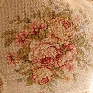 Fine Home Crafts 16" Shabby Chic Victorian Hand Crafted Vintage Rose Needlepoint Pillow Cushion Cover