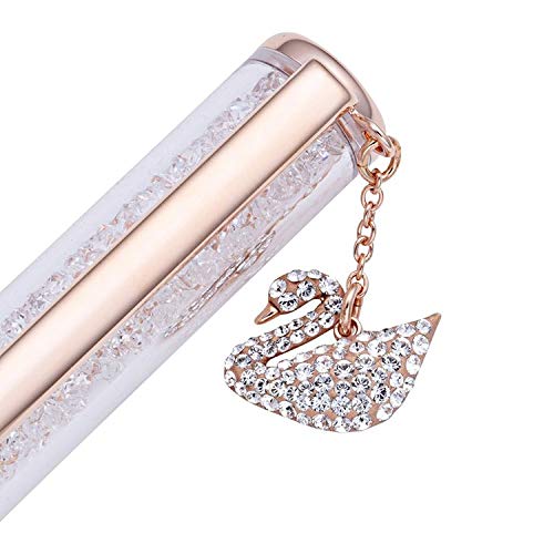 Swarovski Crystal Authentic Crystalline Rose Gold Plated Swan Charm Ballpoint Pen