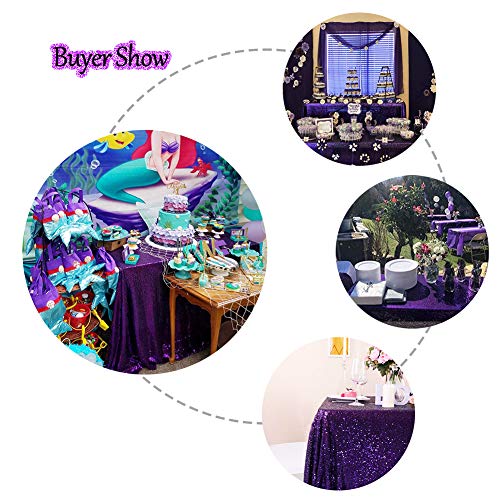 SquarePie Sequin Tablecloth 50 x 72 Inch Purple Sparkly Table Cloth for Wedding Party