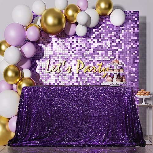 SquarePie Sequin Tablecloth 50 x 72 Inch Purple Sparkly Table Cloth for Wedding Party