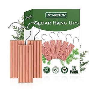 acmetop 15 pack cedar hang ups, 100% natural cedar blocks for clothes storage, aromatic cedar balls hangers, storage accessories closets & drawers