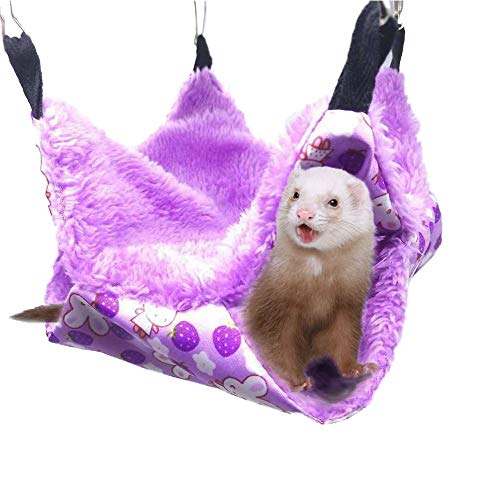 Oncpcare Pet Cage Hammock, Sugar Glider Hammock Ferret Bunk Bed Guinea Pig Cage Accessories Hamster Bedding Cozy Small Pet Bed for Chinchilla Parrot Squirrel Rat Playing Sleeping