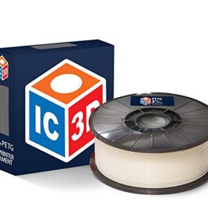 IC3D White 1.75mm PETG 3D Printer Filament - 1kg Spool - Dimensional Accuracy +/- 0.05mm - Professional Grade 3D Printing Filament - Made in USA