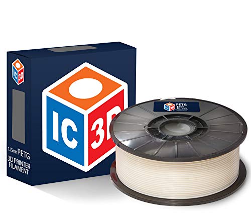 IC3D White 1.75mm PETG 3D Printer Filament - 1kg Spool - Dimensional Accuracy +/- 0.05mm - Professional Grade 3D Printing Filament - Made in USA