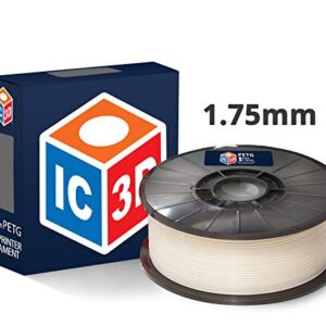 IC3D White 1.75mm PETG 3D Printer Filament - 1kg Spool - Dimensional Accuracy +/- 0.05mm - Professional Grade 3D Printing Filament - Made in USA