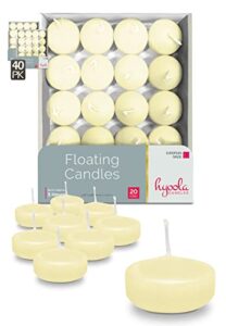 hyoola premium ivory floating candles 1.75 inch - 3 hour - 40 pack - european made