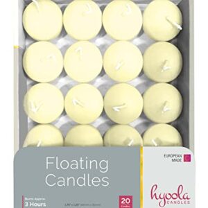 HYOOLA Premium Ivory Floating Candles 1.75 Inch - 3 Hour - 40 Pack - European Made