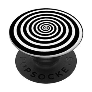 fun optical illusion circle swirl design black and white popsockets popgrip: swappable grip for phones & tablets