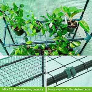 Ohuhu Greenhouse for Outdoors with Mesh Side Windows, 3 Tiers 4 Shelves Small Walk-In Green House Plant Stands Plastic PE Cover Outside Portable Warm House for Seedling Flowers Growing, 4.8x2.5x6.4 FT