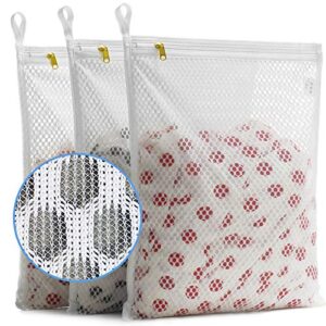 tenrai set of 3 delicates honeycomb mesh laundry bags, with ykk zipper, hanging ring, lingerie, hosiery, gloves, socks, bra mesh wash bags(3 medium)