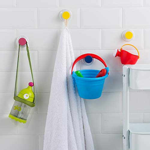 Suction Cup Hooks Pack of 6 Reusable Suction Cup Hooks for Shower Waterproof Bathroom Towel Hooks Max Hold 11lbs Colorful Shower Suction Hooks for Bathroom/Kitchen/Living Room/College Dorm Room