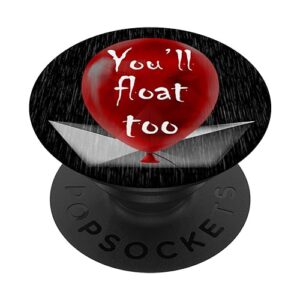 you'll float too horror movie red balloon paper ship popsockets popgrip: swappable grip for phones & tablets popsockets standard popgrip